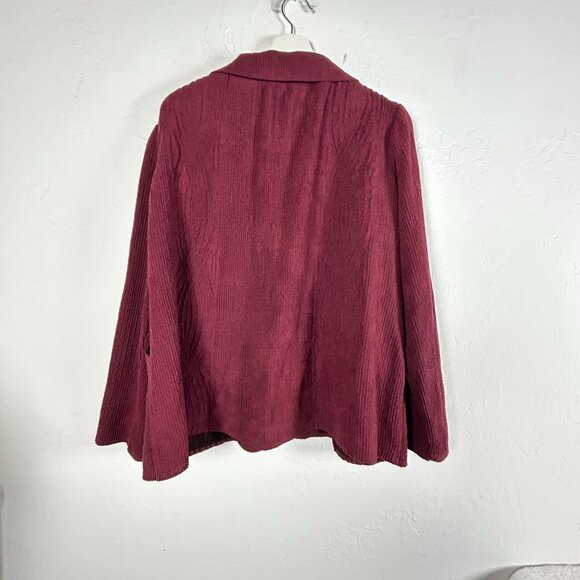 Flair Womens Burgundy Textured Single-Button Blazer Jacket Medium Pockets Casual - Picture 2 of 8